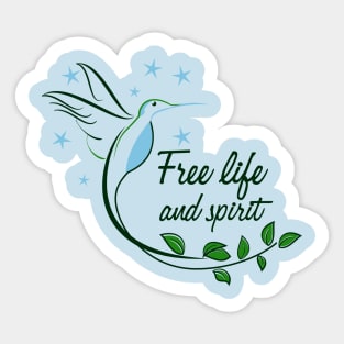 Hummingbird Free Life and Spirit typography Sticker